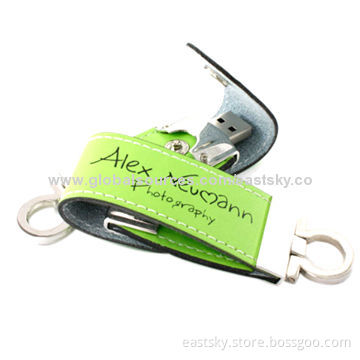 Leather Promotional USB Flash Drive, Cheap Price with Leather Case, Warranty Free for 2 Years, 64MB